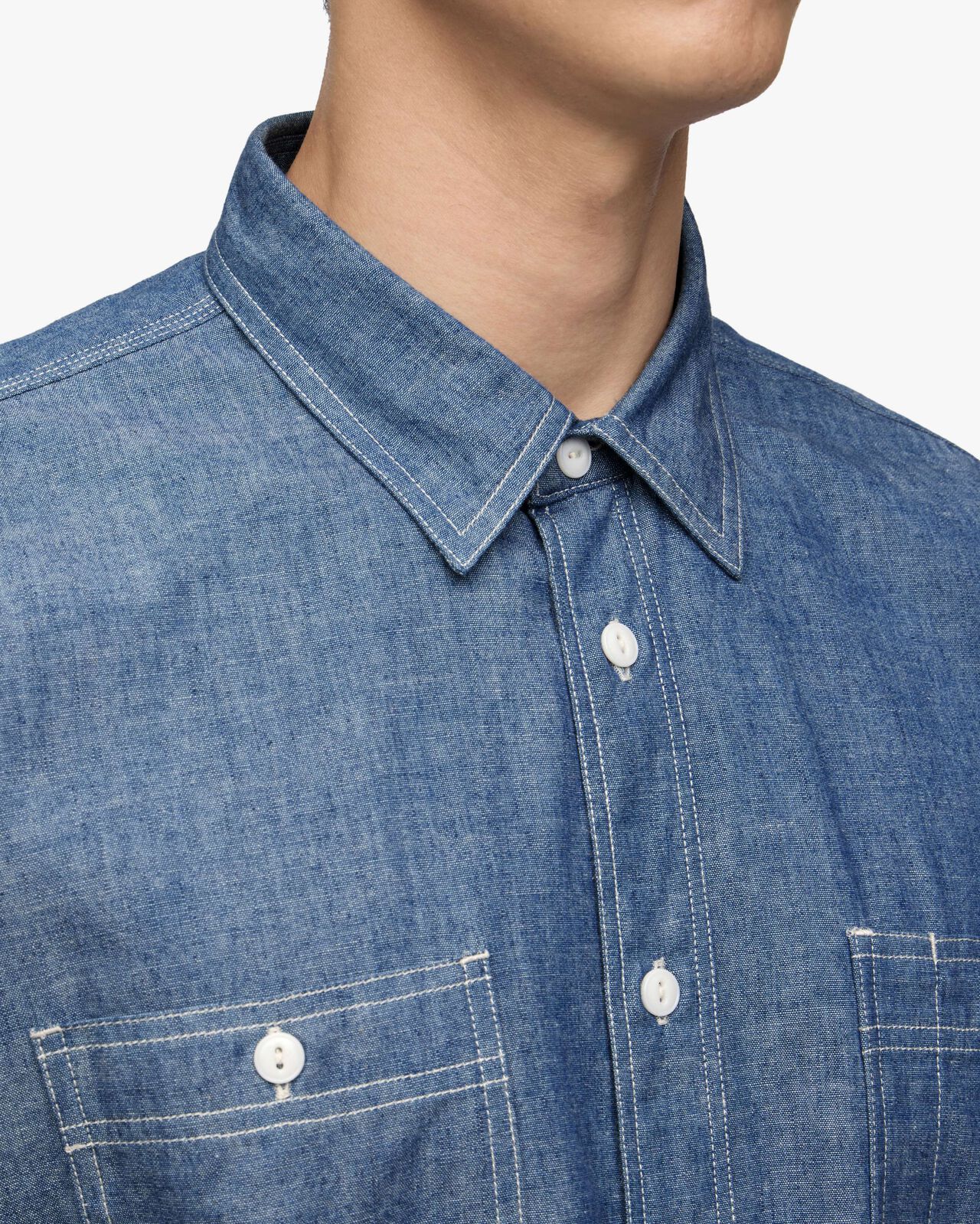 TRIPLE STITCH L/S CHAMBRAY SHIRT,Indigo, large image number 4