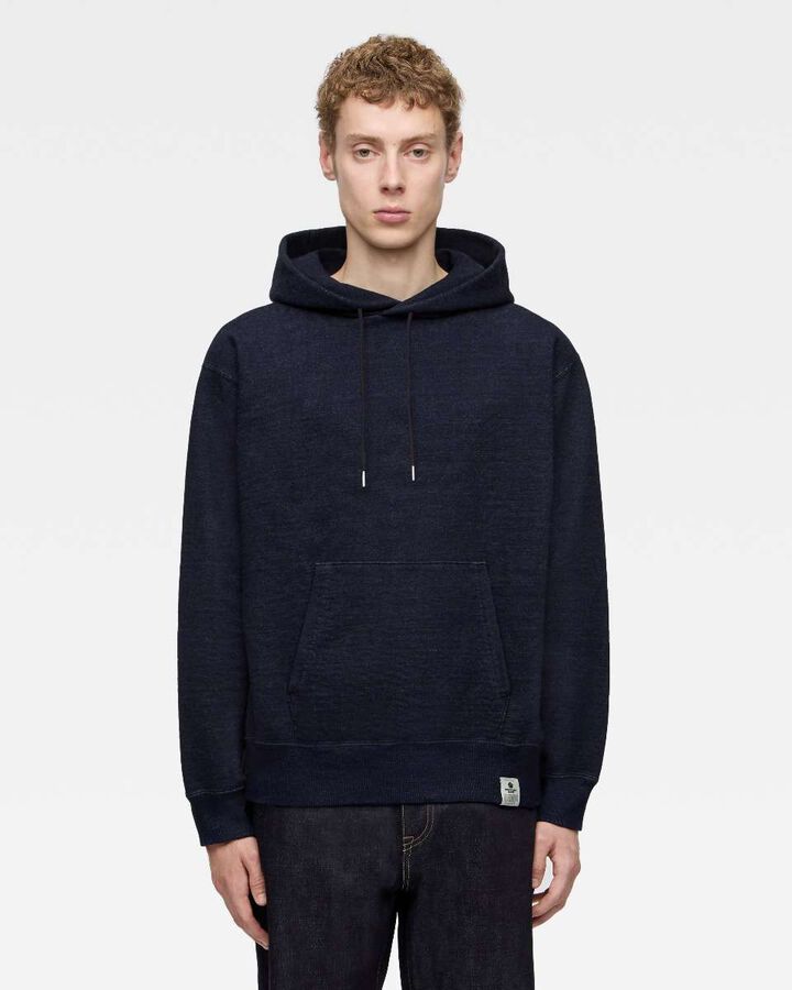 INDIGO SWEAT HOODIE-YARN DYE,, medium
