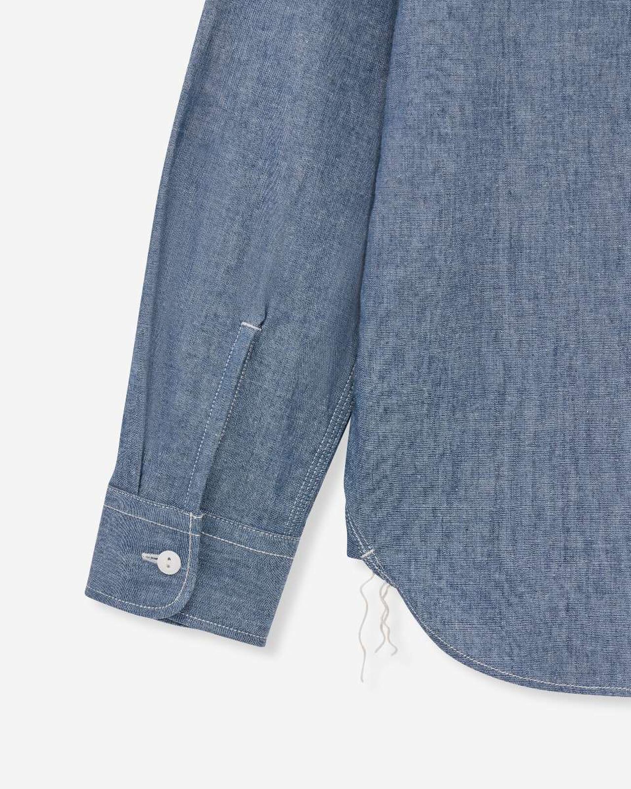 TRIPLE STITCH L/S CHAMBRAY SHIRT (TWO STRIPES),靛藍, large image number 8