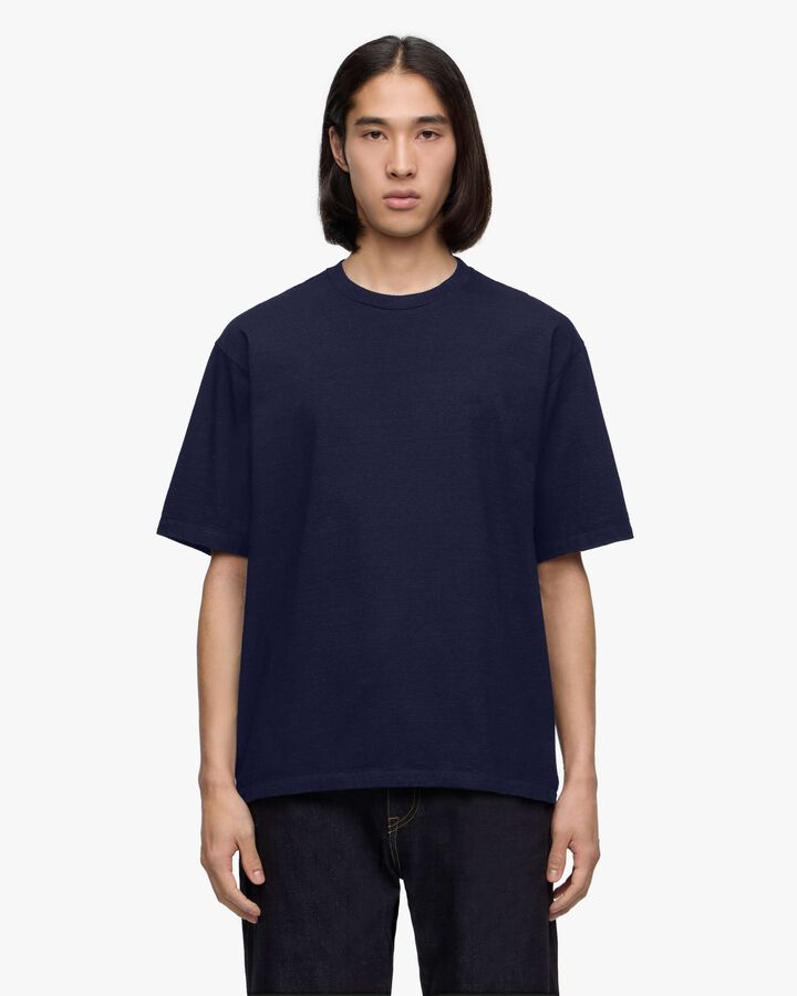 INDIGO YARN DYED TEE - GHOST SHIP,, medium