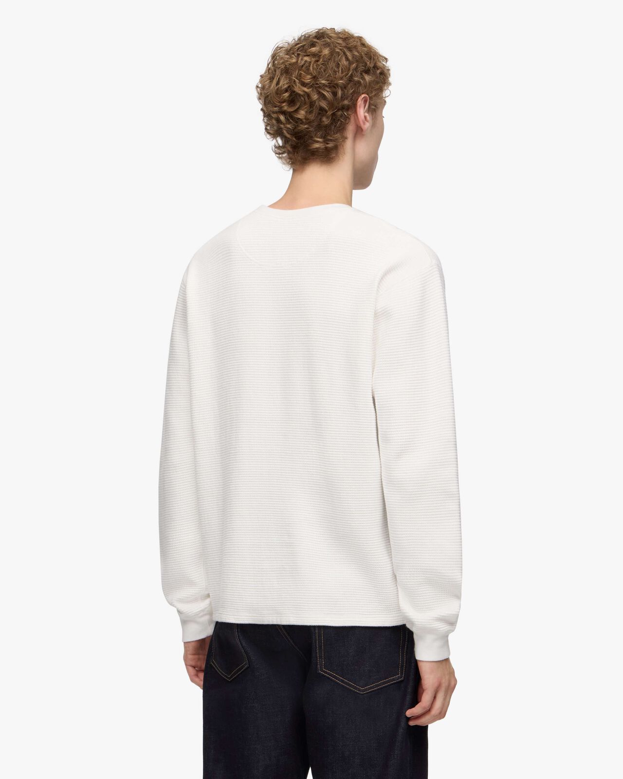 SUVIN COTTON THERMAL L/S TEE,Nero, large image number 2