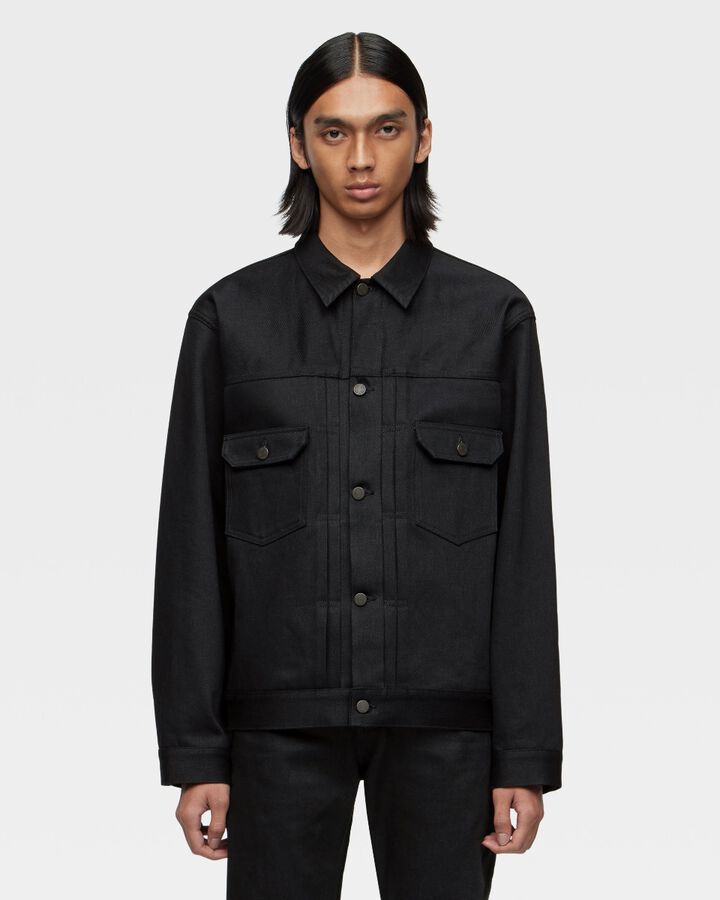 #002 STANDARD DENIM JACKET 14.7oz,Black, medium